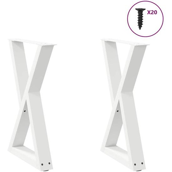 Pieds de table à manger 2 pièces Blanc 60 x (72-73,3) cm Acier