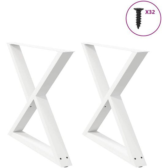 Pieds de table à manger 2 pièces Blanc 90 x (72-73,3) cm Acier
