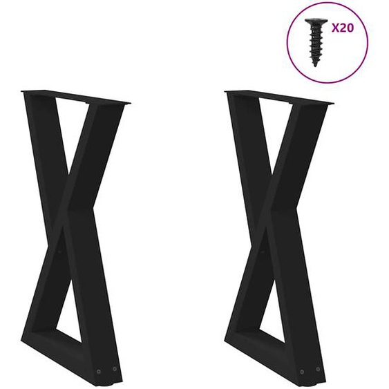 Pieds de table à manger 2 pièces Noir 60 x (72-73,3) cm Acier