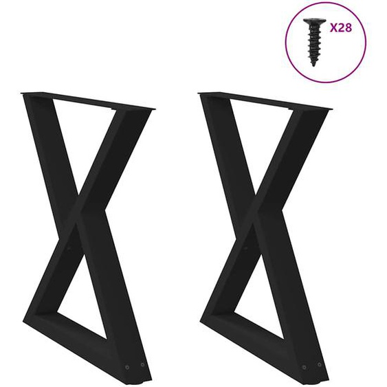 Pieds de table à manger 2 pièces Noir 80 x (72-73,3) cm Acier