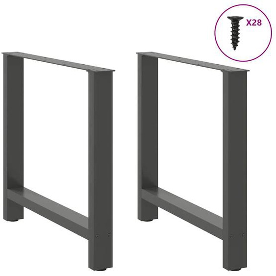Pieds de table à manger Anthracite 2 pièces 70 x (72-73) cm Acier