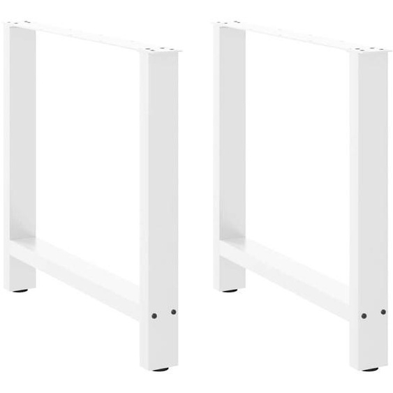 Pieds de table à manger Blanc 2 pièces 80 x (72-73) cm Acier
