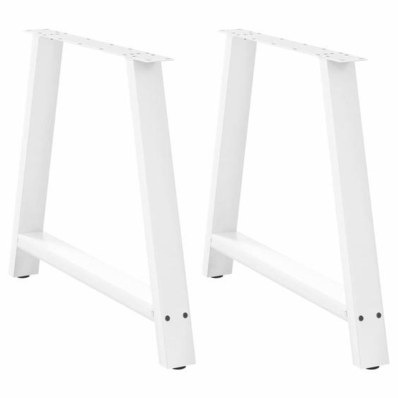 Pieds de table à manger en forme de A 2 pièces Blanc 90 x (72-73) cm Acier