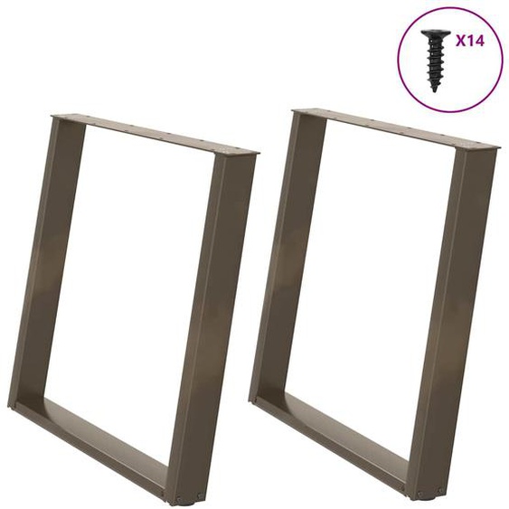 Pieds de table à manger en forme de U, 2 pièces, acier naturel, 100 x (72-73) cm
