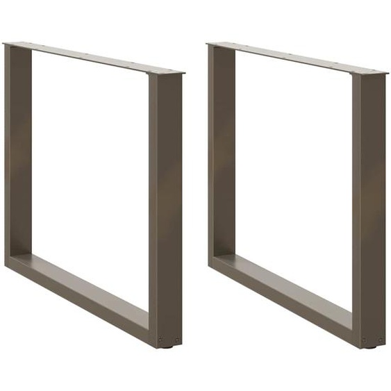 Pieds de table à manger en forme de U, 2 pièces, acier naturel, 100 x (72-73) cm