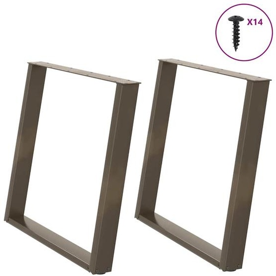 Pieds de table à manger en forme de U, 2 pièces, acier naturel, 90 x (72-73) cm