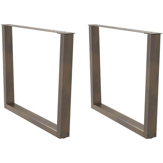 Pieds de table à manger en forme de V, 2 pièces, acier naturel, 100 x (72-73,3) cm