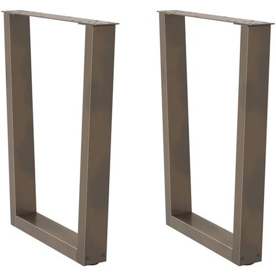 Pieds de table à manger en forme de V, 2 pièces, acier naturel, 60 x (72-73,3) cm