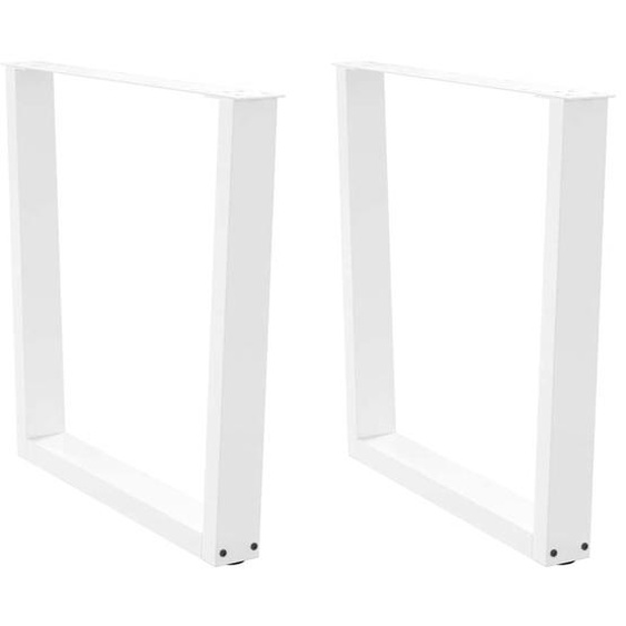 Pieds de table à manger en forme de V, 2 pièces, blanc, 90 x (72-73,3) cm, acier