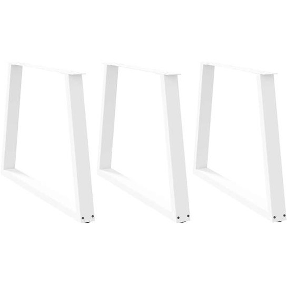 Pieds de table à manger en forme de V, 3 pièces, blanc, 100 x (72-73,3) cm, acier
