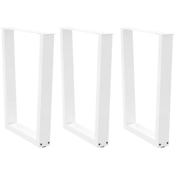 Pieds de table à manger en forme de V, 3 pièces, blanc, 70 x (72-73,3) cm, acier