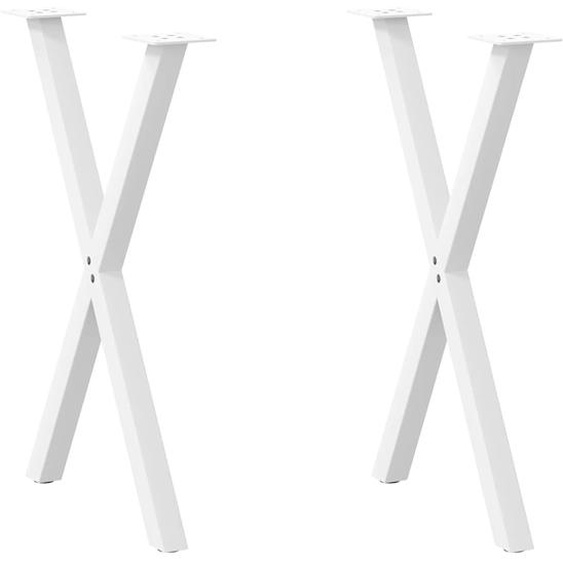 Pieds de table à manger en forme de X, 2 pièces, blanc, 50 x (72-73) cm, acier