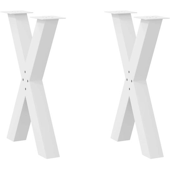 Pieds de table à manger en forme de X, 2 pièces, blanc, 60 x (72-73) cm, acier
