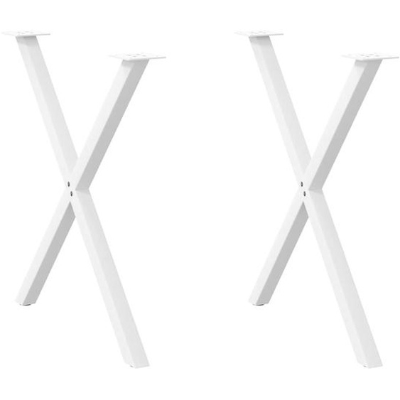 Pieds de table à manger en forme de X, 2 pièces, blanc, 70 x (72-73) cm, acier