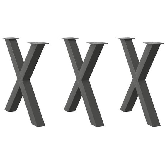 Pieds de table à manger en forme de X 3 pièces Anthracite 80 x (72-73) cm Acier