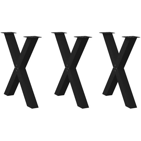 Pieds de table à manger en forme de X, 3 pièces, noir, 70 x (72-73) cm, acier
