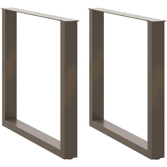 Pieds de table à manger en U 2 pièces Acier naturel 80 x (72-73) cm Acier