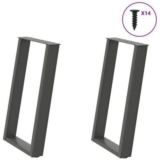 Pieds de table à manger en U 2 pièces Anthracite 60 x (72-73) cm Acier
