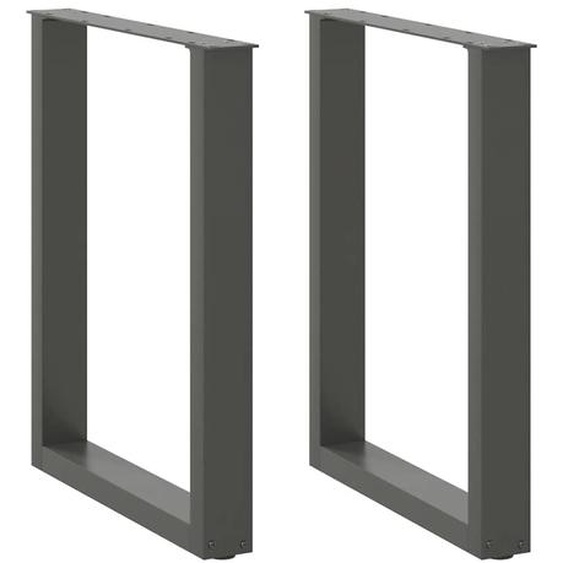 Pieds de table à manger en U 2 pièces Anthracite 70 x (72-73) cm Acier