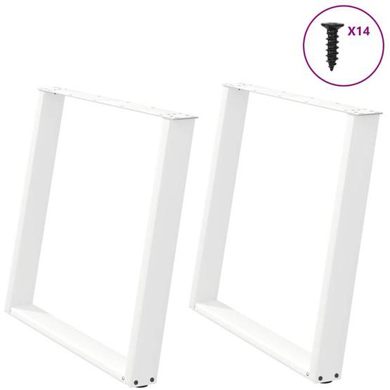 Pieds de table à manger en U 2 pièces Blanc 100 x (72-73) cm Acier