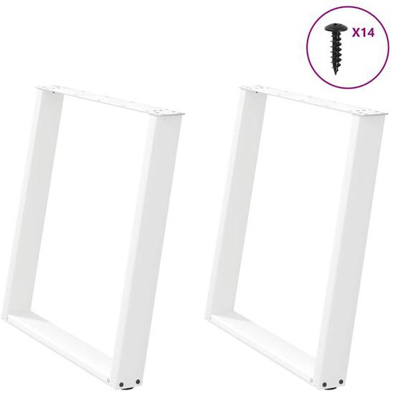 Pieds de table à manger en U 2 pièces Blanc 80 x (72-73) cm Acier