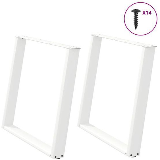 Pieds de table à manger en U 2 pièces Blanc 90 x (72-73) cm Acier