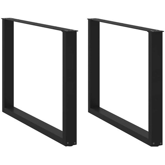 Pieds de table à manger en U 2 pièces Noir 100 x (72-73) cm Acier