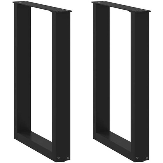 Pieds de table à manger en U 2 pièces Noir 50 x (72-73) cm Acier