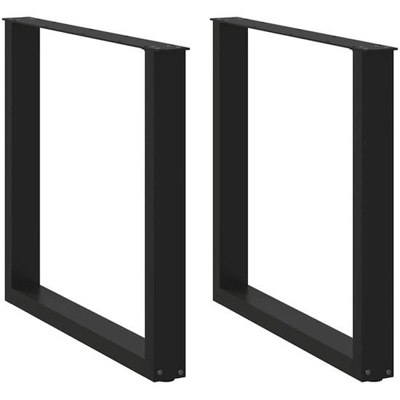 Pieds de table à manger en U 2 pièces Noir 80 x (72-73) cm Acier