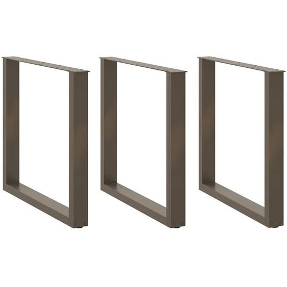 Pieds de table à manger en U, 3 pièces, acier naturel, 90 x (72-73) cm