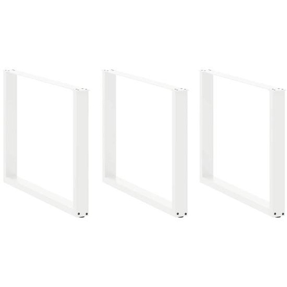 Pieds de table à manger en U 3 pièces Blanc 100 x (72-73) cm Acier