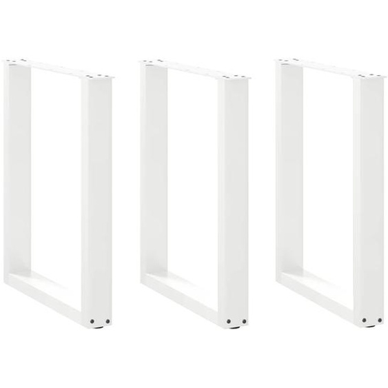 Pieds de table à manger en U, 3 pièces, blanc, 70 x (72-73) cm, acier