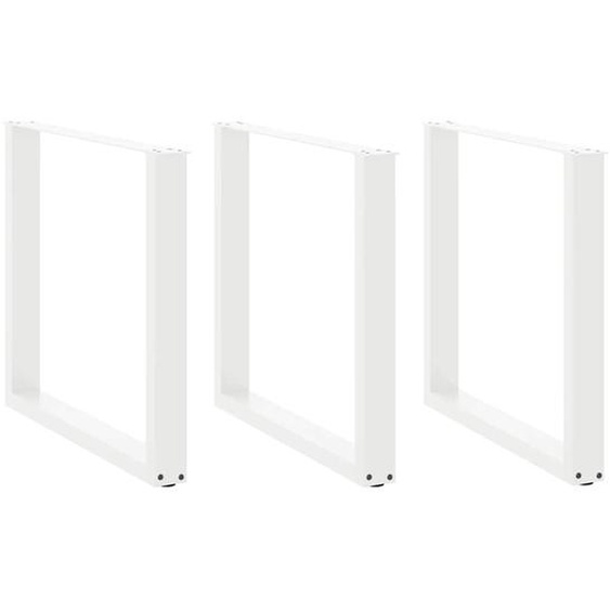 Pieds de table à manger en U 3 pièces Blanc 80 x (72-73) cm Acier