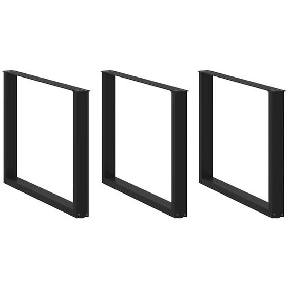 Pieds de table à manger en U 3 pièces Noir 100 x (72-73) cm Acier