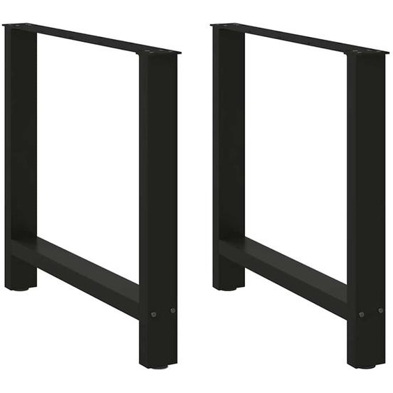 Pieds de table à manger Noir 2 pièces 80 x (72-73) cm Acier