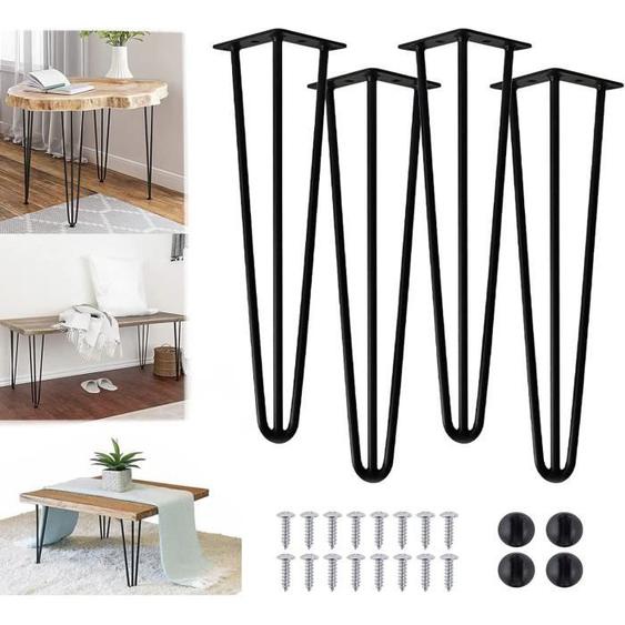 Pieds de table avec 3 tiges 40.64cm - 4pcs Support de meuble - Hauteur 16 Inch remplacement de table cuisine