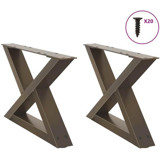 Pieds de table basse 2 pièces Acier naturel 50 x (30-31,3) cm Acier