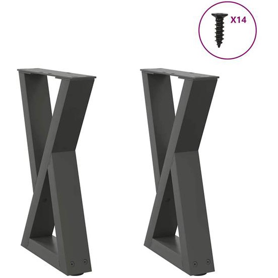 Pieds de table basse 2 pièces Anthracite 38 x (42-43,3) cm Acier