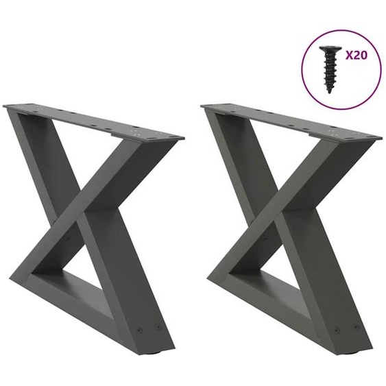 Pieds de table basse 2 pièces Anthracite 50 x (30-31,3) cm Acier