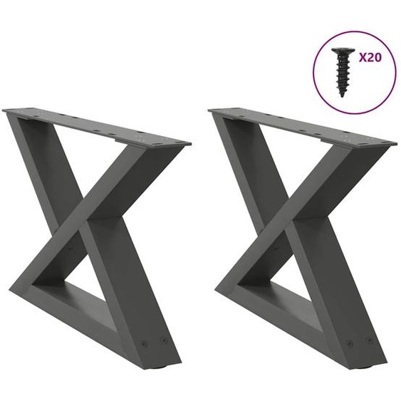 Pieds de table basse 2 pièces Anthracite 60 x (30-31,3) cm Acier