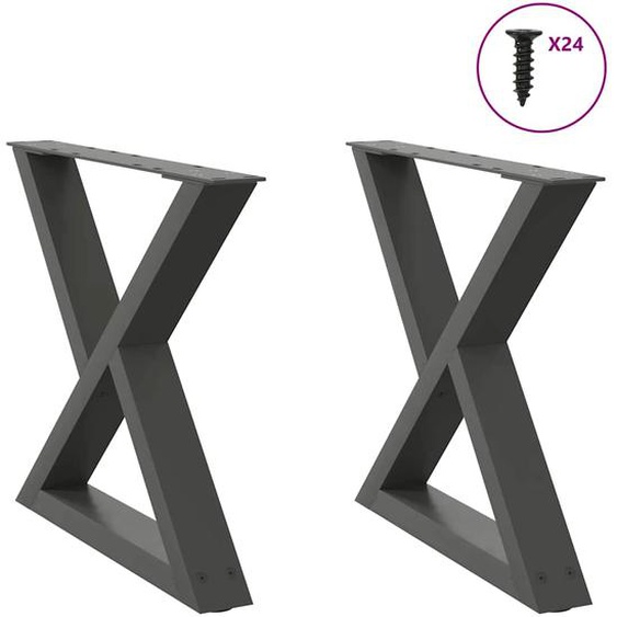 Pieds de table basse 2 pièces Anthracite 60 x (42-43,3) cm Acier