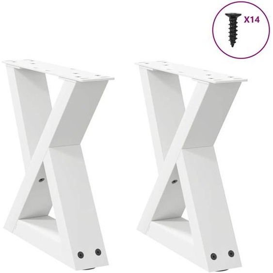 Pieds de table basse 2 pièces Blanc 40 x (30-31,3) cm Acier