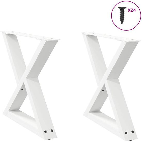 Pieds de table basse 2 pièces Blanc 50 x (42-43,3) cm Acier