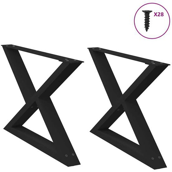 Pieds de table basse 2 pièces Noir 70 x (42-43,3) cm Acier
