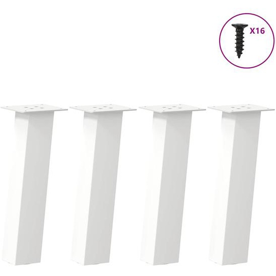 Pieds de table basse 4 pièces Blanc 30 cm Acier