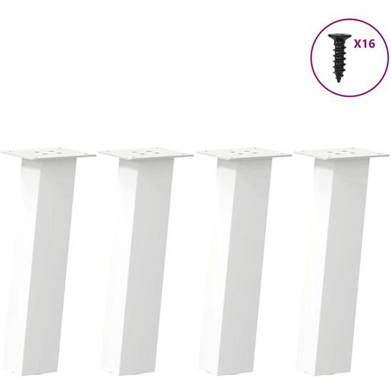 Pieds de table basse 4 pièces Blanc 42 cm Acier