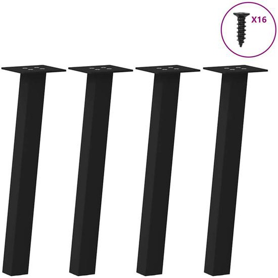 Pieds de table basse 4 pièces Noir 42 cm Acier