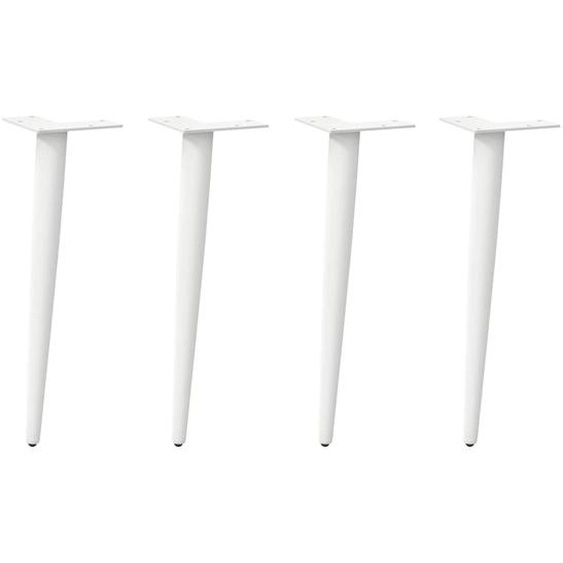Pieds de table basse coniques 4 pièces Blanc 30-31 cm Acier