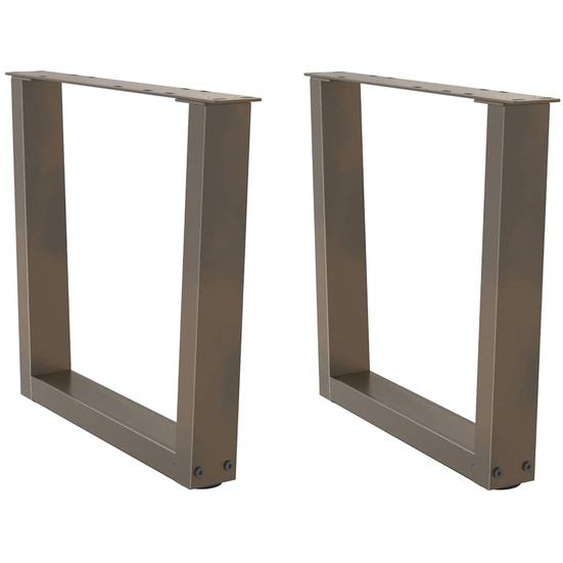 Pieds de table basse en forme de V, 2 pièces, acier naturel, 50 x (42-43,3) cm