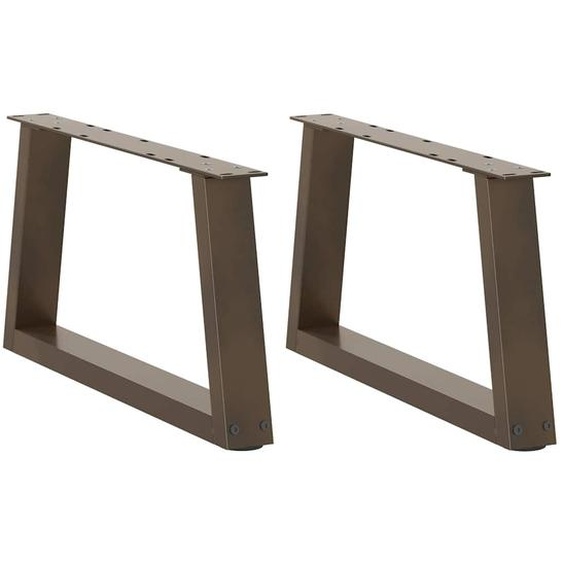 Pieds de table basse en forme de V, 2 pièces, acier naturel, 60 x (30-31,3) cm